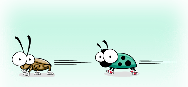 Cartoon bugs running.