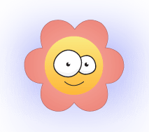 A cartoon flower smiling.