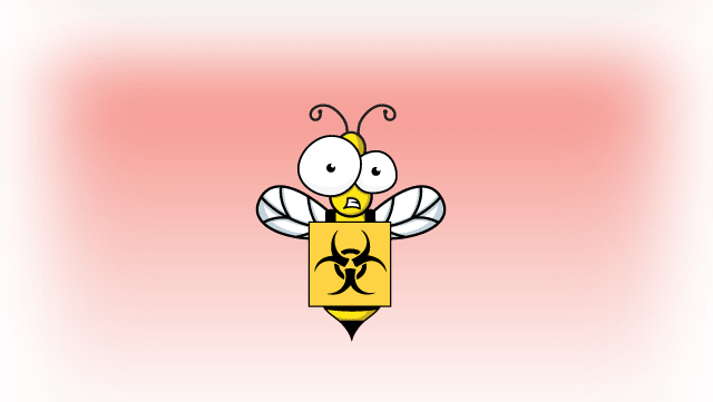 A cartoon bee with a hazardous material logo on it.