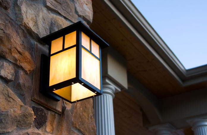 An outdoor wall mounted lamp.