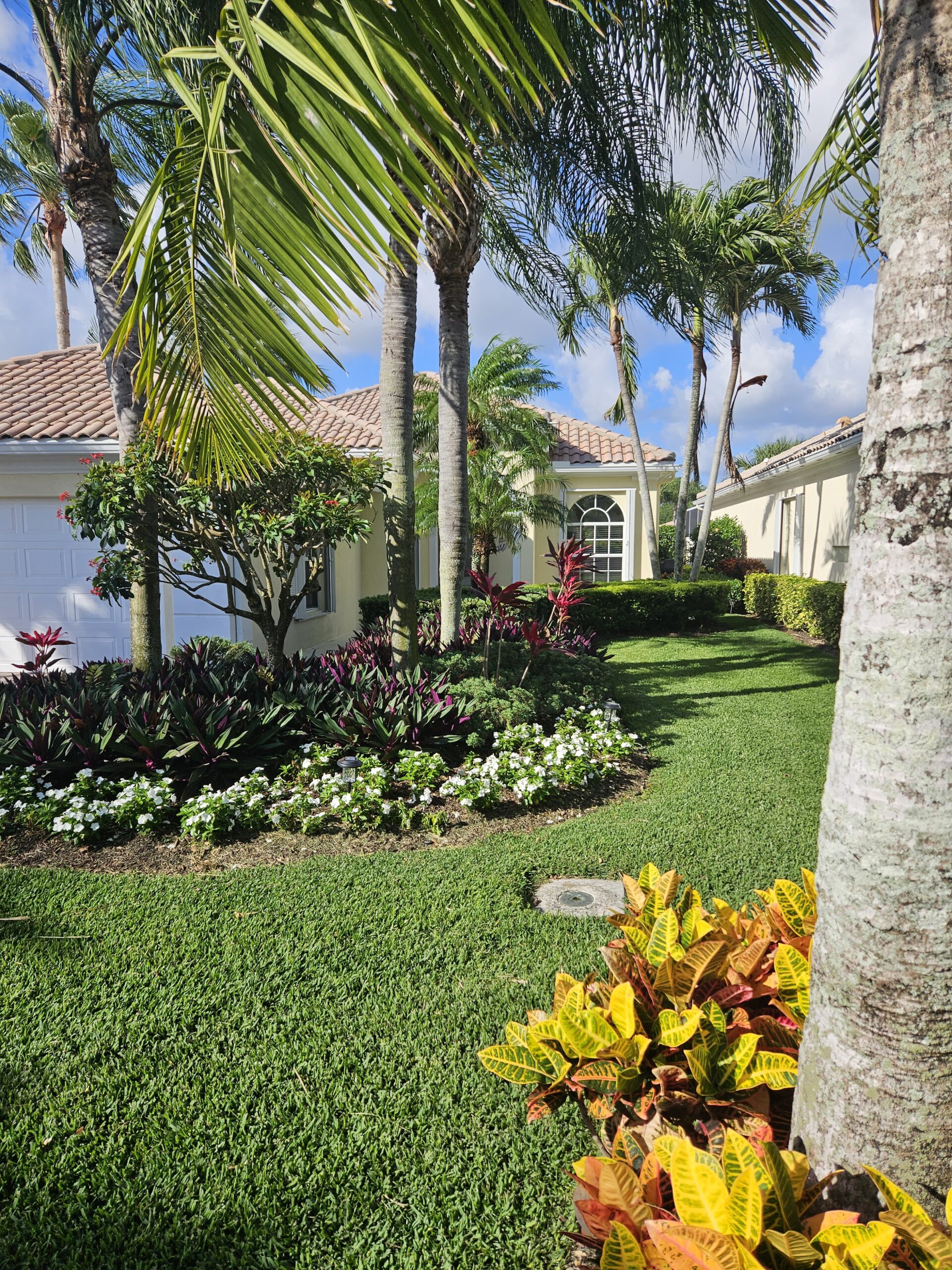 A Palm Beach Garden lawn that is lush, green and healthy, treated by Hulett's lawn pest control. 