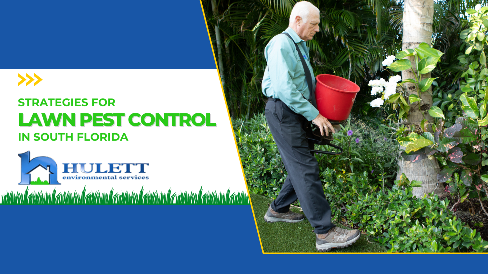 Professional pest control technician from Hulett spraying a lawn for pests.