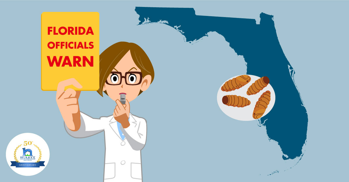 A cartoon showing a scientist hold a sign saying "Florida officials warn."